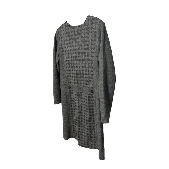 Worth New York USA Wool Blend Gray Vintage Checkered Button Knee Dress Sz 10 - Picture 4 of 9